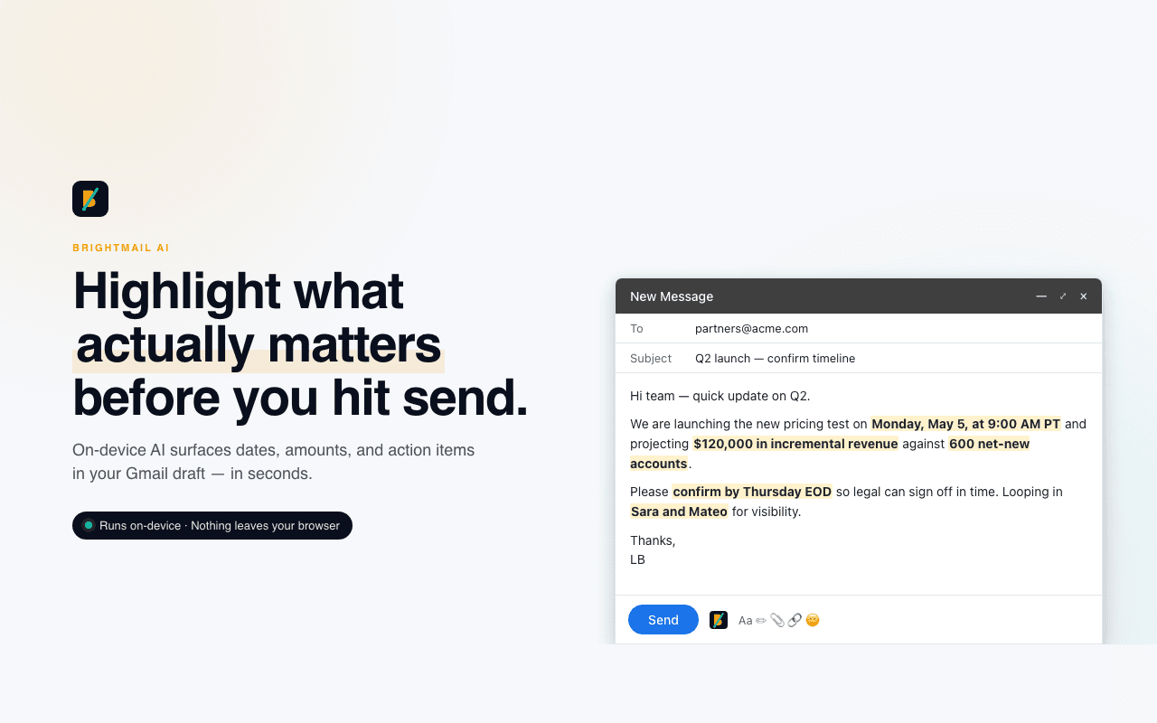 BrightMail AI screenshot